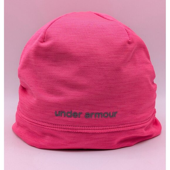 Under Armour Women’s Pink Fleece Warm Beanie Winter Hat OSFM Stretch Running - Picture 4 of 5
